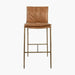 Modern Aesthetic Handmade PU Leather High Back Rustic Iron Frame Bar Stool