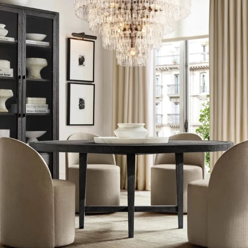 Elegant Round Solid Wood Dining Table for Restaurant, Hotel, Villa, Home