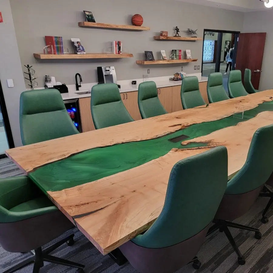 Stunning Black Walnut Live Edge Epoxy Resin Slab Dining Table for Home
