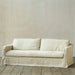 Elegant Wabi-Sabi Tufted Fabric 3-Seater Skirted Slipcover Sofa for Living Room