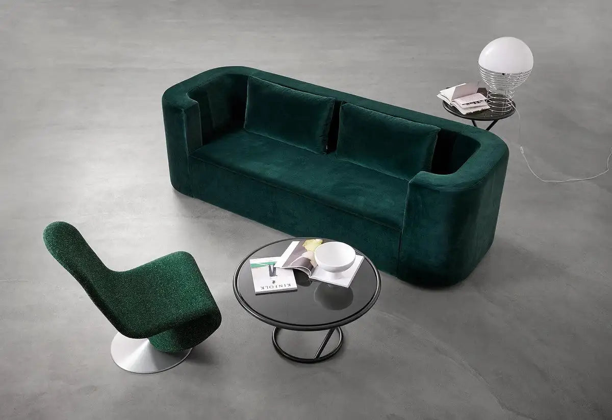 Luxury Velvet 3-Seater Curved Sofa: Elegant Round Living Room Furniture