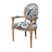 Elegant French Louis Arm Chair: Linen Upholstered, Solid Oak Wood, Antique Style