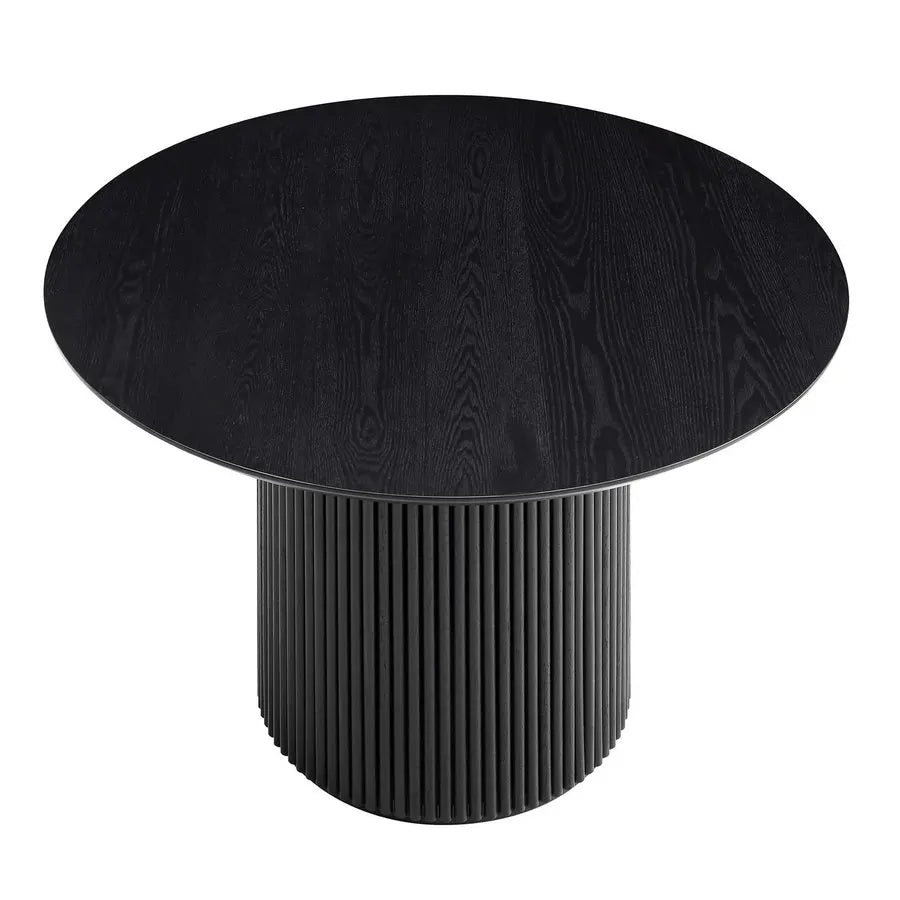 Round Solid Oak Wood Pedestal Dining Table - Natural Finish for Kitchen & Cafe