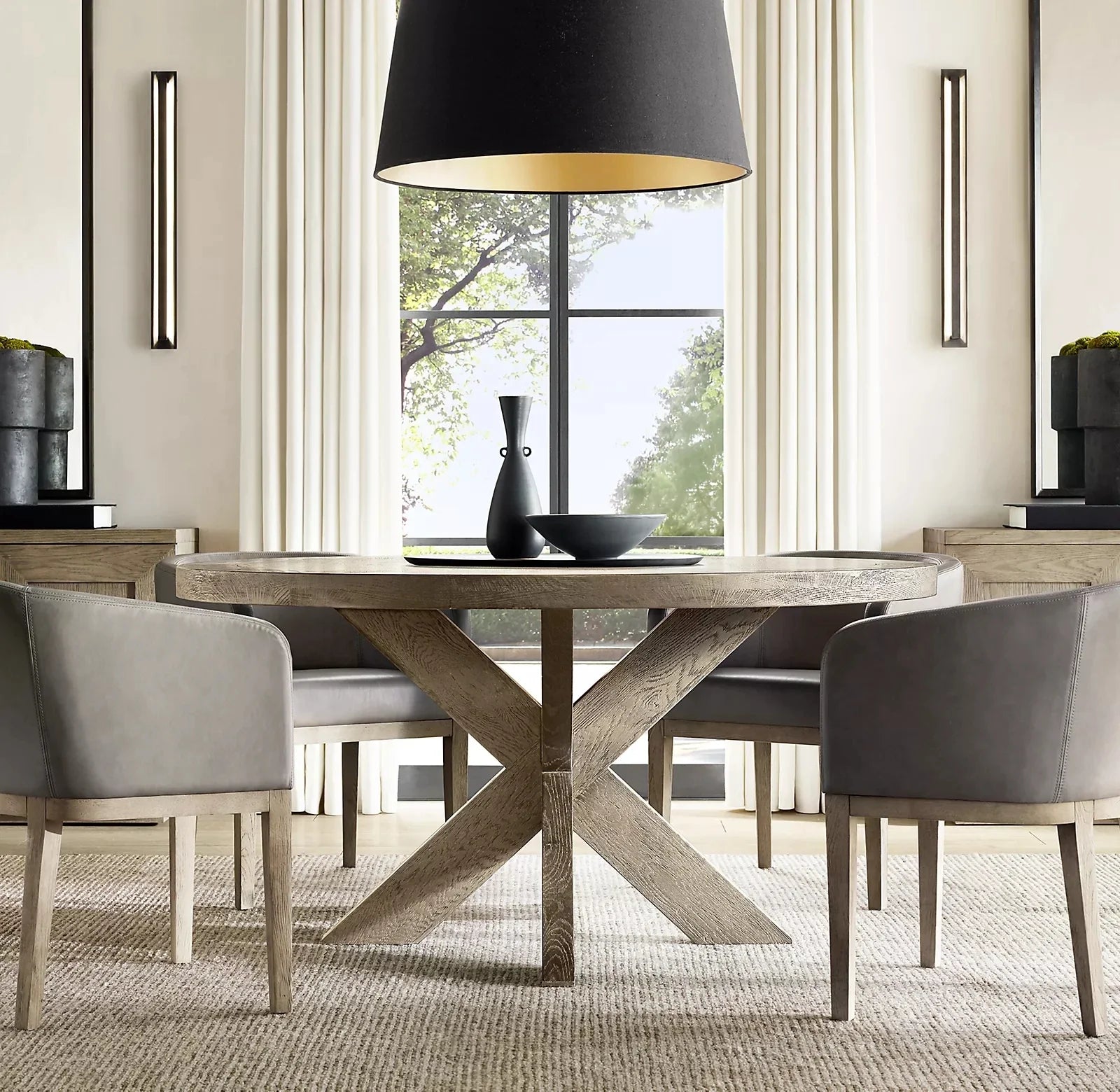 Elegant Round Solid Wood Handmade Dining Table for Home Dining Rooms