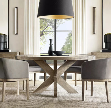 Elegant Round Solid Wood Handmade Dining Table for Home Dining Rooms