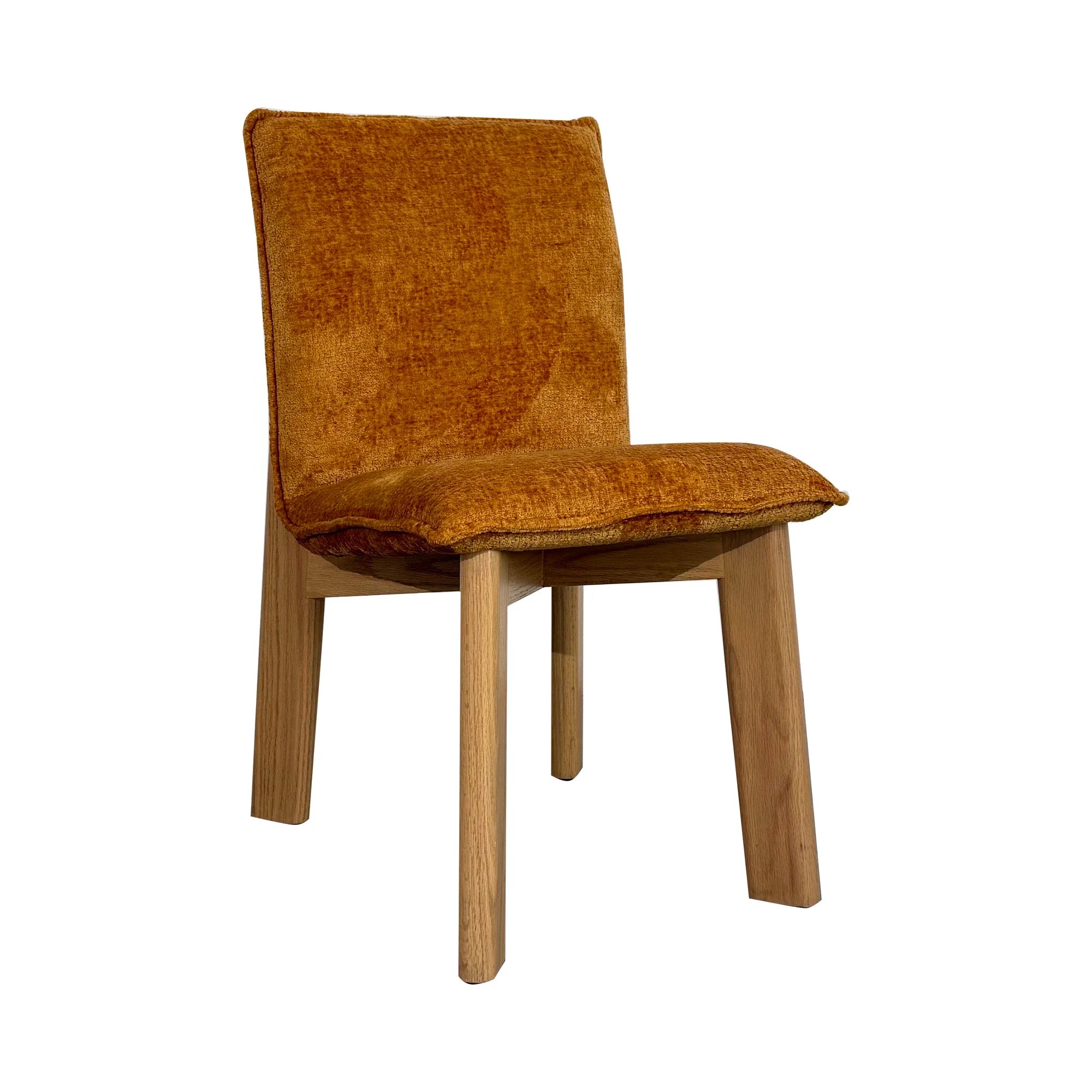 Modern Oak Wood Velvet Upholstered Armless Dining Chair for Elegant Homes