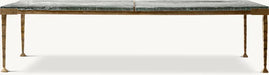 Luxury American Retro Rectangular Double Glass Coffee Table, Solid Iron Frame