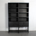 Elegant Black Reclaimed Fir Wood Bookshelf Bookcase Storage Cabinet for Living Room Office