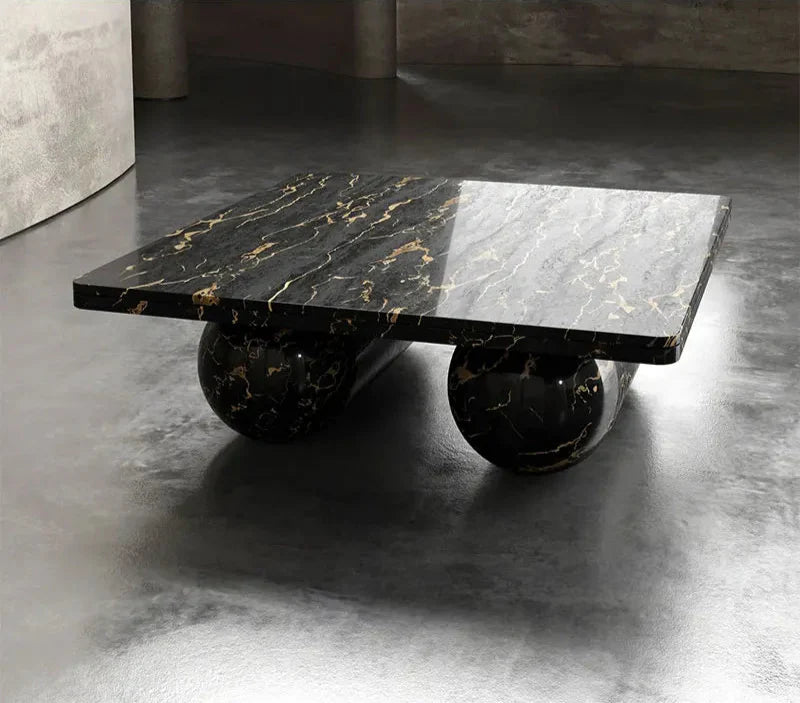 Elegant Waterproof Natural Black Marble Rectangle Coffee Table for Living Room