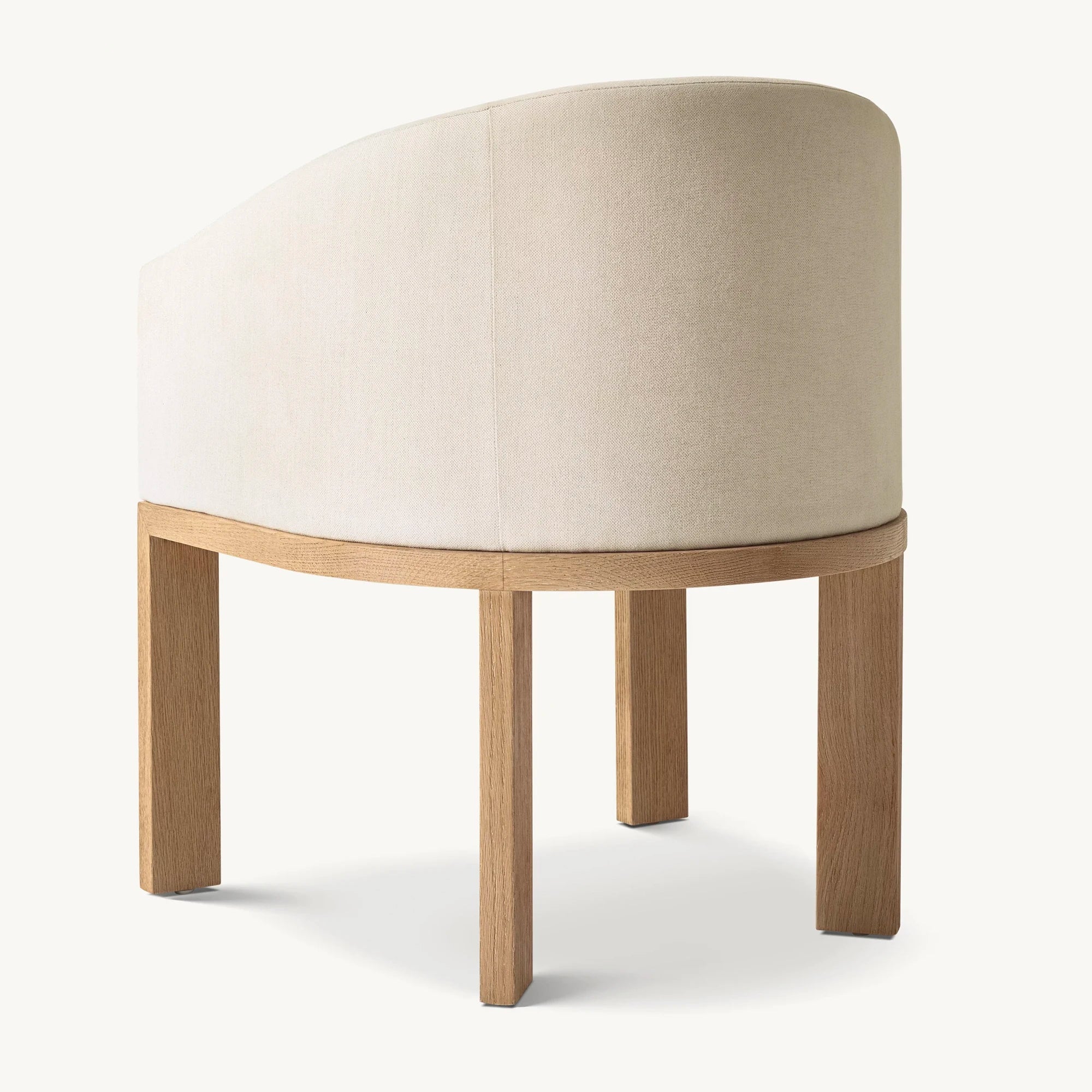 Elegant Linen Barrelback Dining Armchair - French Contemporary Solid Oak Wood