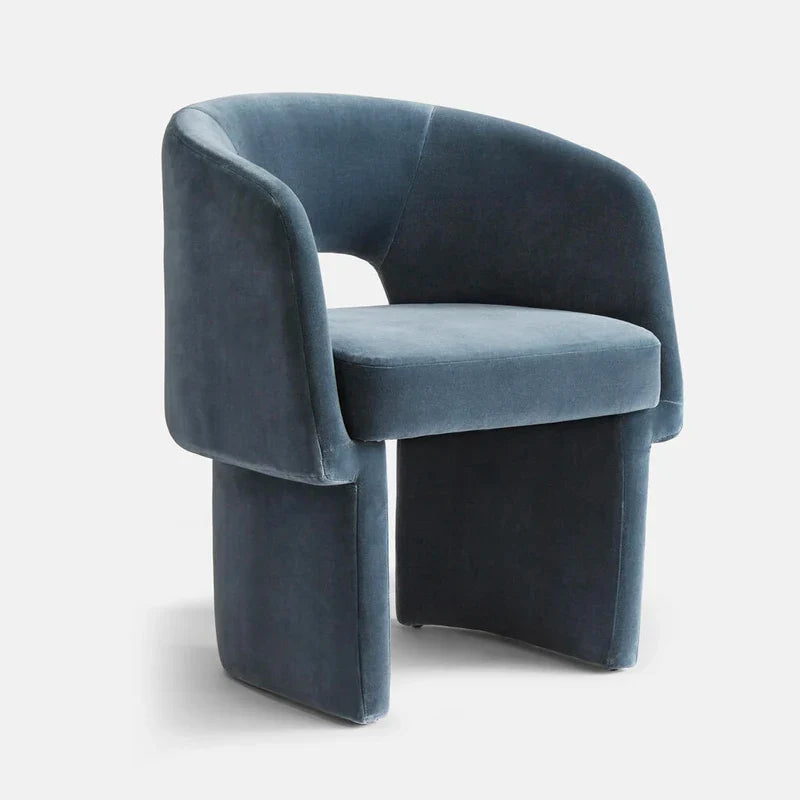 Elegant Velvet Upholstered Tub Dining Chair with Roll Back Armrest Design