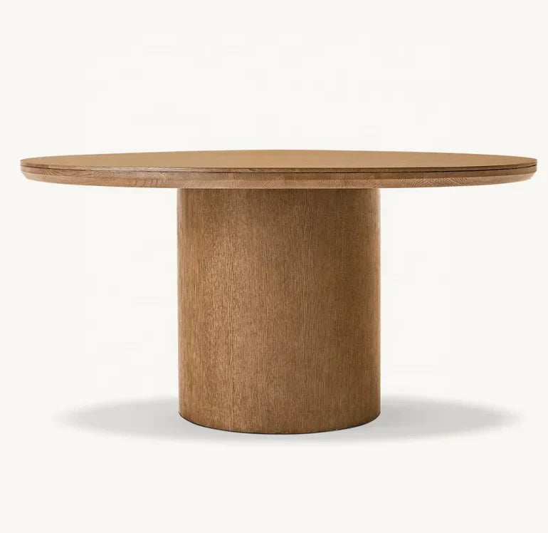 Elegant American Solid Wood Round Dining Table - Customizable for Home & Hotel