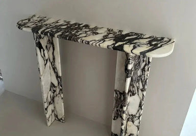 Elegant Hand-Carved Calacatta Viola Marble Console Table for Luxury Living Spaces