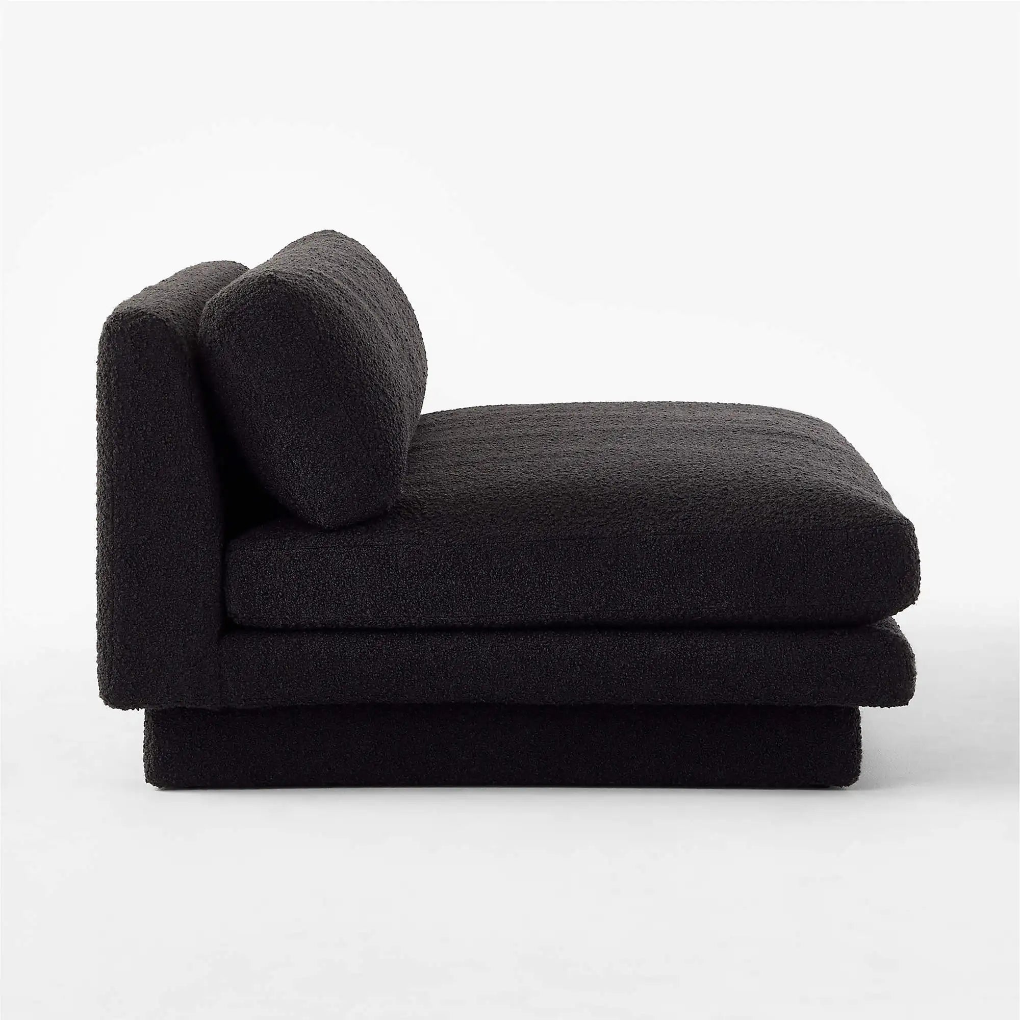Plinth 80-inch Armless Black Boucle Sofa: Modern Solid Wood Living Room