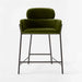 Modern Boucle Velvet Upholstered High Bar Stool with Armrest - Counter Height Chair