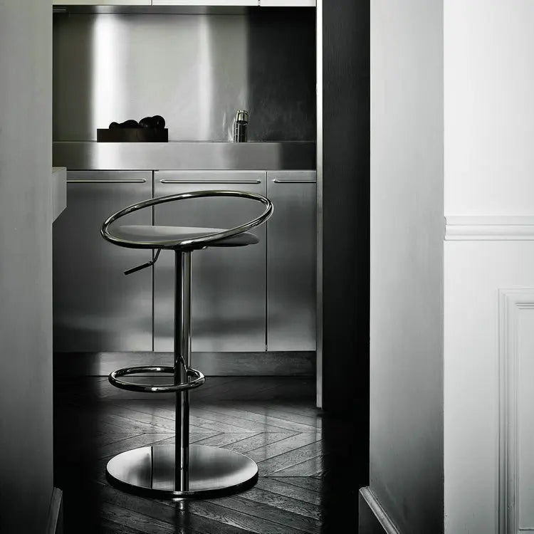 Modern Gold Stainless Steel Adjustable Bar Stool with Rotating Lift Seat