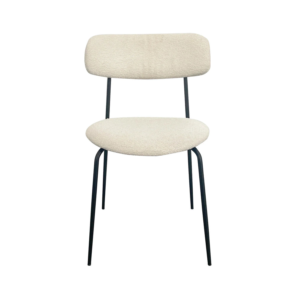 Elegant Ivory Boucle Nordic Style Iron Dining Chair with Modern Design