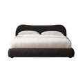 Luxurious Black Boucle Upholstered Solid Oak Wood King Size Bed Frame