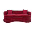 Opulent French Empire Red Velvet Tufted Fringed Grand Living Room Sofa