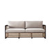 Stylish Rattan Fabric Sofa - Solid Oak Wood Slat Frame Modern Couch