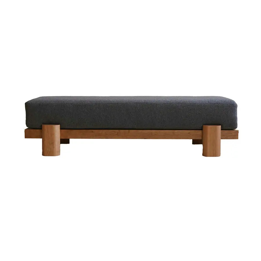 Handmade Beech Solid Wood Velvet Ottoman Bench for Entryway and Living Room