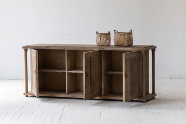 Vintage Recycled Pine Elm Sideboard Cabinet - Rustic Wooden Kitchen Storage Furniture