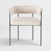 Stylish Modern Boucle Dining Chair, Low Round Back, Durable Metal Frame