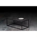 Elegant French Vintage Industrial Coffee Table, Steel Frame, Natural Blue Stone Top