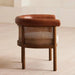Nordic Solid Oak Dining Chair with Cane Back and Leather Armrest