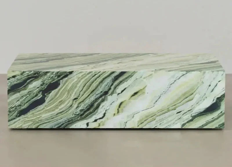Tostone Natural Green Marble Plinth Coffee Table for Modern Home Decor