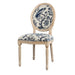 Elegant French Louis Round Back Dining Chair, Linen Upholstered Oak Frame