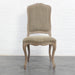 Elegant French Country Linen Upholstered Carved Oak Dining Chair Antique Style