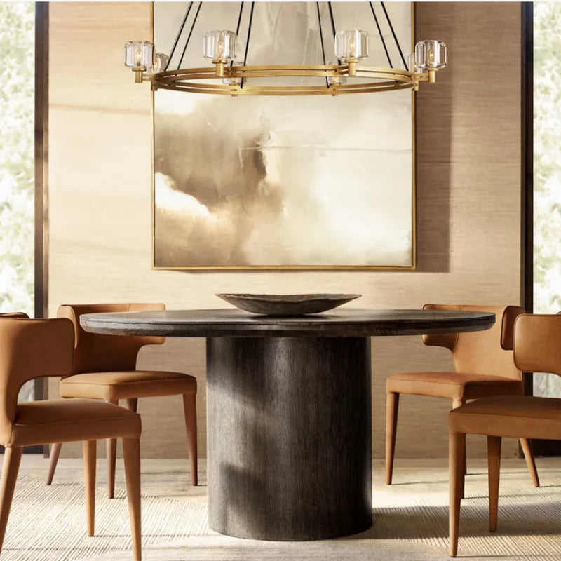 Elegant American Farmhouse Round Dining Table - Solid Oak, Custom Sizes & Colors