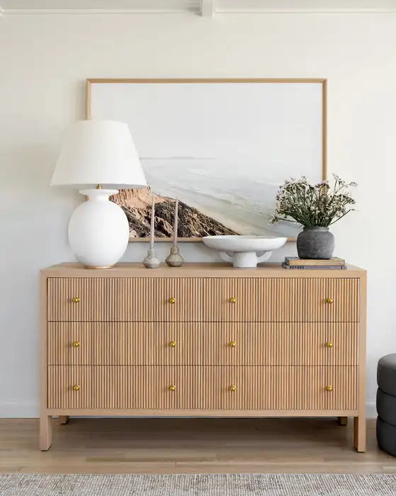 Modern Oak Wood Sideboard Storage Cabinet Dresser for Living Room & Bedroom