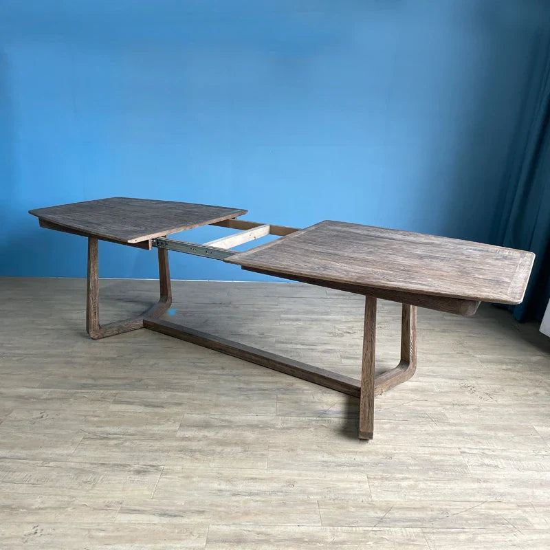 French Country Reclaimed Elm Extendable Dining Table Rustic Farmhouse Style