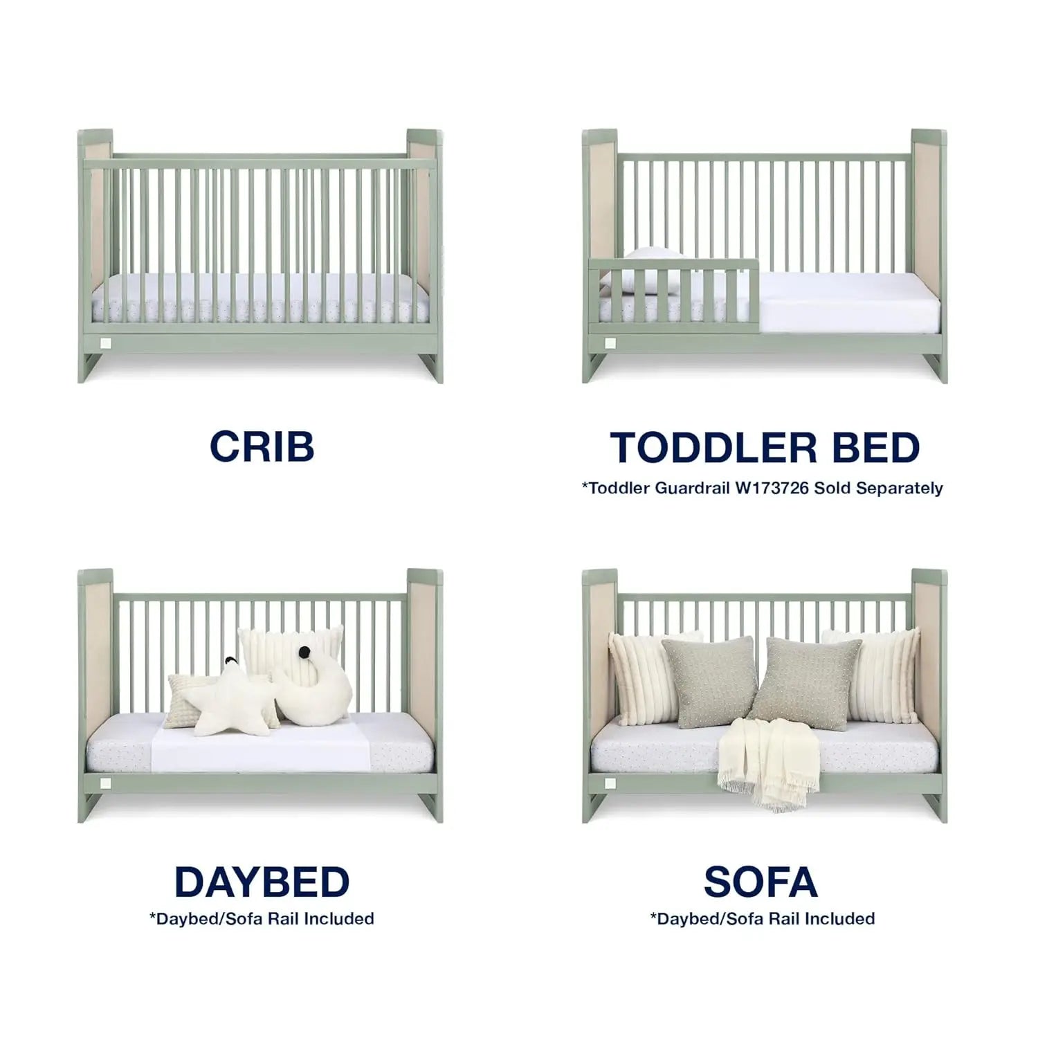 Premium 4-in-1 Convertible Wooden Baby Crib with 3 Adjustable Height Levels
