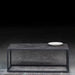 Elegant French Vintage Industrial Coffee Table, Steel Frame, Natural Blue Stone Top