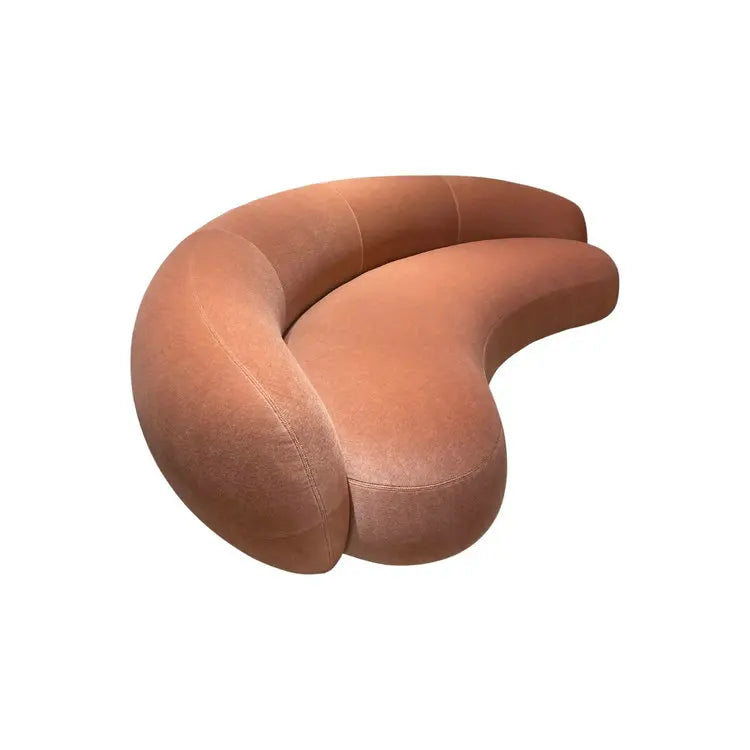 Elegant Cream Velvet Curved Sofa Luxurious Living Room Minimalist Leisure Couch