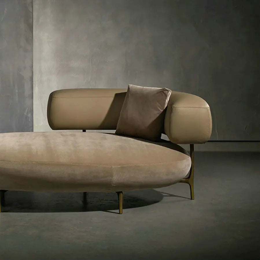Luxurious Velvet Round Upholstered Sofa Chaise Lounge Daybed