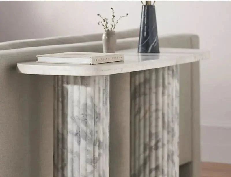 Elegant Calacatta Arabescato Polished Marble Console Table for Luxury Home Decor