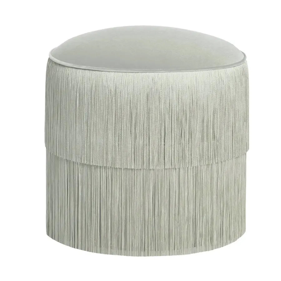 High-End Velvet Round Ottoman Fringed Foot Stool Tassels Living Room