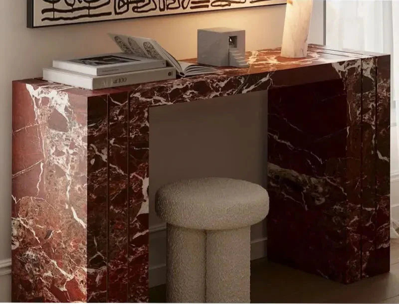Tostone Elegant French Style Rosso Levanto Natural Marble Console Table for Entryway