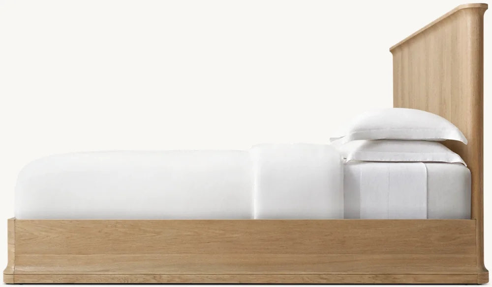Luxury Modern American Style Solid Wood Platform Panel Bed for Bedrooms