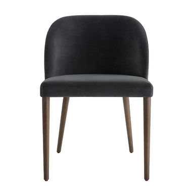 Luxury Italian Grey Velvet Dining Chair with Solid Oak Wood Frame