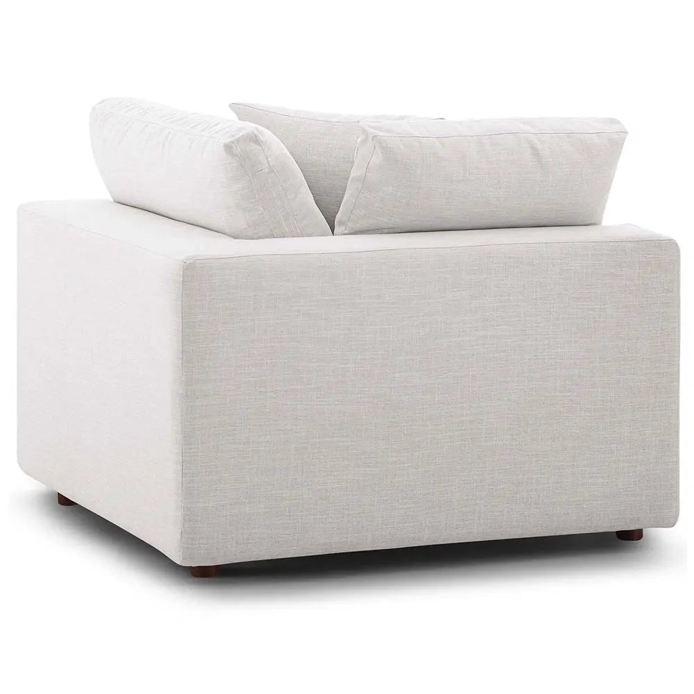 Luxurious White Corner Accent Chair Sofa with Down Feather Cotton Cushions