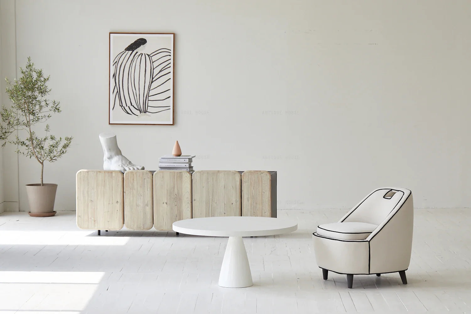 Vintage Japandi Recycled Pine Sideboard TV Cabinet - Modern Accent Furniture