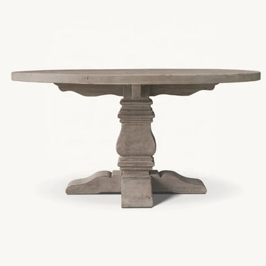 Vintage Round Solid Wood Dining Table for Home Use, Plank Style Furniture
