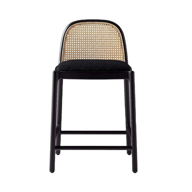 Modern Wooden Cane Rattan Bar Stool - Stylish Kitchen Counter Chair
