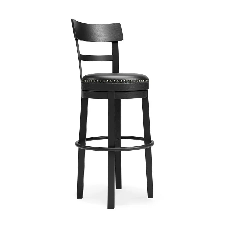 Modern Faux Leather Swivel Bar Stool with Adjustable Counter Height Wooden Back