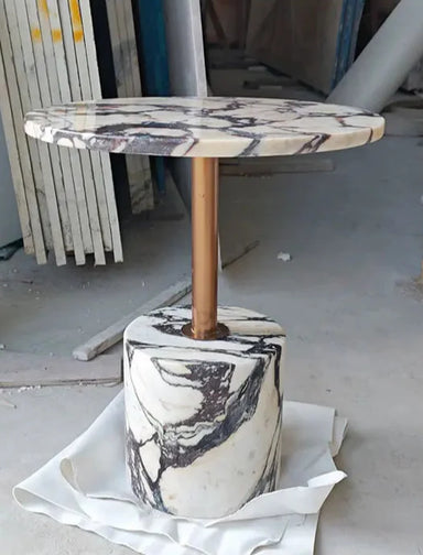 Tostone Modern Calacatta Viola Marble Side Table - Durable Living Room Accent